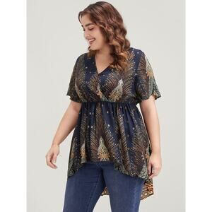 Plus Size BloomChic Bandana Boho Peacock High Low Hem Blouse – Size 18/20 (2X)